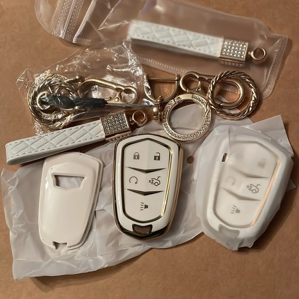 Set for Two 🤍 Cadillac KeyFob Case/Keychain - Picture 1 of 8